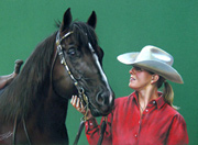 Girl with a horse. Pastel.