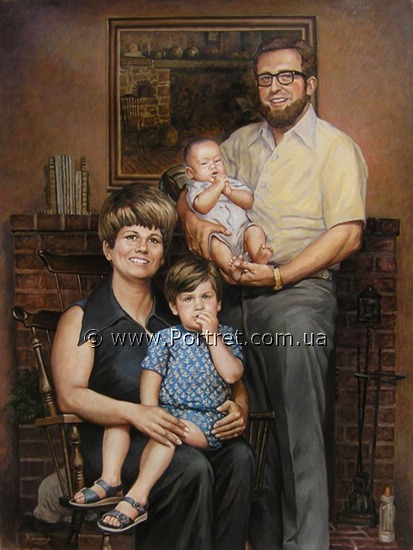 Family portrait. Oil.