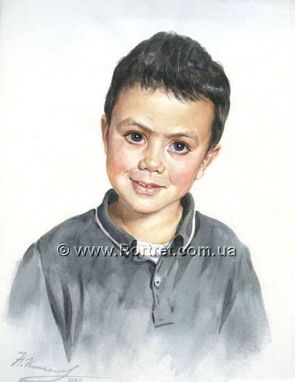 Watercolor portrait commission. Boy. Watercolor.