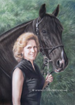 Женщина с лошадкой. Портрет на заказ. Пастель.